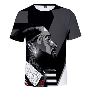 Populiarus Reperis Nipsey Hussle 3D marškinėliai Vyrams/moterims Harajuku mados Streetwear 3D Nipsey Hussle trumpomis Rankovėmis vyriški marškinėliai o-kaklo