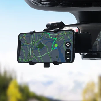 Prietaisų skydelio Automobilinis Telefono Laikiklis 360 Laipsnių Mobilųjį telefoną Stovi galinio vaizdo Veidrodėliai Saulės Skydelis Automobilių GPS Navigacijos Laikiklis