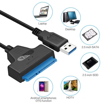 Rainwayer USB SATA 3 Kabelis Sata Į USB 3.0 Adapteris, IKI 6 Gb / s Paramos 2.5 Colio Išorinis SSD HDD Kietąjį Diską 22 Pin Sata III A25