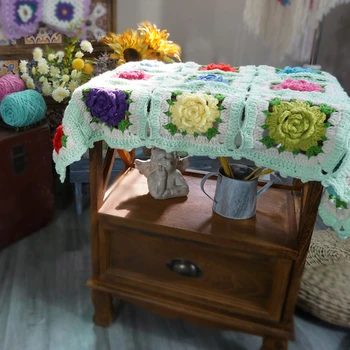 Rankų darbo nėriniais Gėlių antklodė Kaimiškas Namų Dekoro Sofos, Sofa, Kėdė, Lova Mesti Antklodę Stalai Padengti namų ir gyvenimo dovana