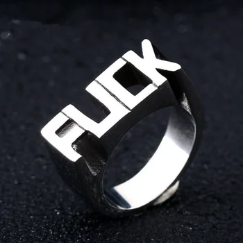 Retro juoda punk punk stiliaus abėcėlė vyras žiedas asmenybės anglų kalbos abėcėlę piršto žiedą, unikalūs papuošalai moterims, hip-hop grupė