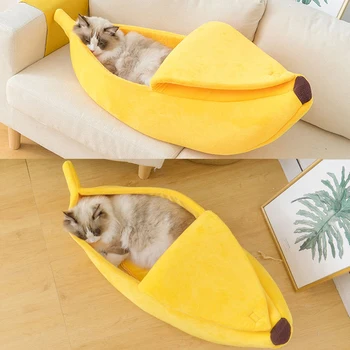 Saldus Bananų Katė Lova Namas Mielas Jaukus Kačių Motina Lovos Šiltas, Patvarus Nešiojamų Pet Krepšelį Veislyno Šuo Pagalvėlė Katė Prekes