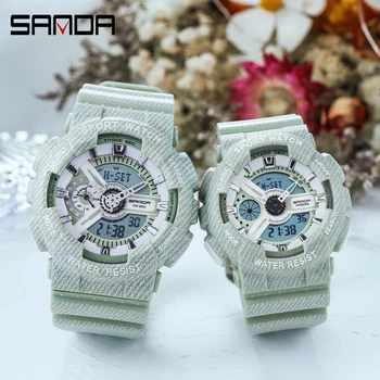 SANDA Men's Women's Watch Luxury Brand Couple LED Waterproof Sports Watch Men's G Style Quartz Watch Clock Relogio Masculino 299