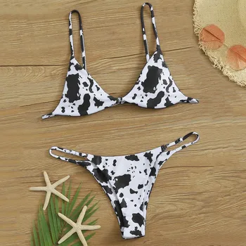Seksualus Karvė Spausdinti Bikini Rinkiniai Moterims 2021 M. Vasaros maudymosi kostiumėlį, Push-Up Paplūdimio Seksualus maudymosi Kostiumėliai, micro Bikini Komplektas Paplūdimio Maudymosi Kostiumai #W