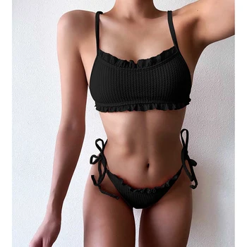 Seksualus Pynimas Bikini 2021 Moteris Maudymosi Kostiumėlį Moteris Brazilijos Thong Bikini Komplektas Bandeau Maudymosi Kostiumėliai Moterims, Maudymosi Kostiumą, Vasaros Paplūdimio Drabužiai