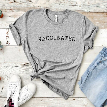 Skiepytų Moterų Marškinėliai Pilnai Vakcinuoti Moterų Atsitiktinis Palaidų T-shirt Moteris Grafinis Hipster Viršūnes Unisex Komfortą Trumpas Rankovėmis Tee