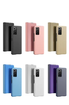 Smart Flip Case For Samsung Galaxy Z 2 Kartus 5G W21 W20 Fold2 Veidrodis Danga PU Odos Atramą atsparus smūgiams Telefono Dangtelį Funda