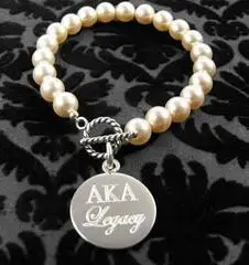 Sorority Greek Letters pearl charm bracelet