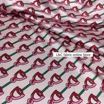 Stretch audinys sunkiųjų šilko audinys prekės rožinė arklių grandinės spausdinti marškinėliai suknelė šilkaverpių šilko ruožas satino audinio mados dizaino