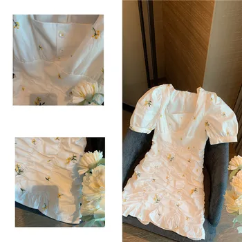 Sundresses moterų 2021 m. derliaus mini Boho suknelė atsitiktinis korsetas suknelė su gėlių modelio, baltos spalvos suknelė moterims pasakų mini
