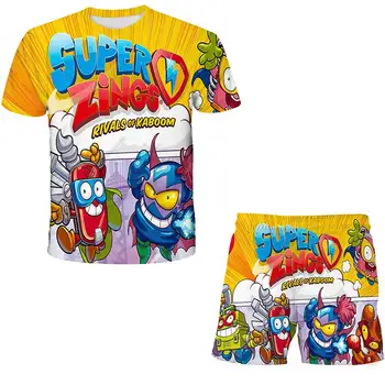 Super Zings Serijos 4 T-marškinėliai+šortai 2021 Naujas Mados Drabužiai, Kūdikių Berniukų Spausdinti Superzings Vaikams Mergaitėms Tiktų Atsitiktinis Vaikų Rinkiniai