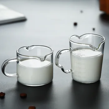 Sutirštės Dvigubo Stiklo Burną Pieno Taurės Maišymo Puodelis Su Skale Mini Stiklo Kavos Puodelio Espresso Gavyba Taurė