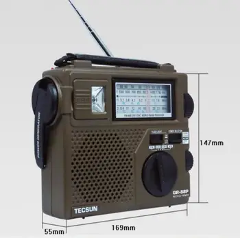 Tecsun Radijas AM, FM, sw 1 SW2 Full-Band Radijo Vertus-cranked Įkrovimo Nešiojamų Puslaidininkių Garsiakalbis