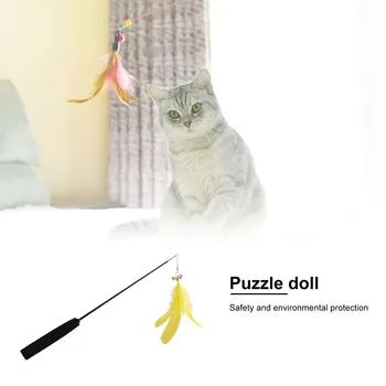 Teleskopinio strypo Funny cat lazdele Pet Kačiukas Interaktyvus Lazdelė, šunų, paukščių Plunksnų Juokingas Žaislas katei lazdelė su skambėjo Varpai juokinga katė žaislas