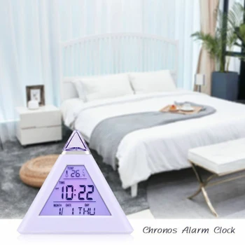 Trikampis 7 Spalvų LED Temperatūros Savaitę Ekranas Skaitmeninis Laikrodis-Žadintuvas Namų Dekoro