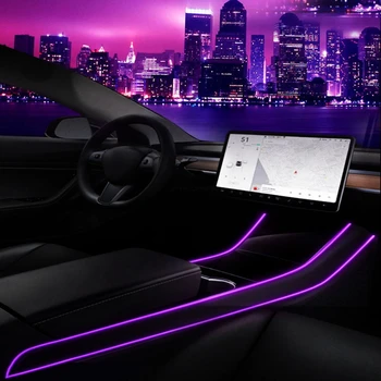 Už Tesla Model 3 Y 2021 Interjero Neoninės Šviesos, Modelis 3/Y Reikmenys, Automobilių Puošimas RGB Aplinkos Led Juostelės Žibintai Su App Kontroliuojama
