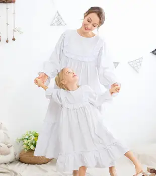 Vaikai medvilnės raukiniai sleepdress vaikai, ir mama homeclothes Princesė minkštą pižamą motina sleepwear mergaičių drabužius ws1332