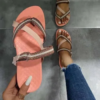 Vasarinės Šlepetės Moterims Atsitiktinis Sandalai Įrašą Kojų Fifo Plokščiadugnis Moterų Sandalai Neslidus Paplūdimio Lauko Plius Dydžio Šlepetes