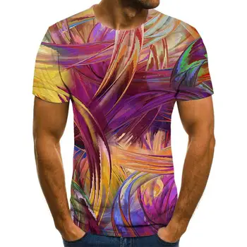 Vasaros naują stilių trimatis grafikos atsitiktinis pledas viršuje 3DT marškinėliai vyriški O-kaklo didelio dydžio streetwear 110/6XL