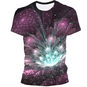 Vasaros Unisex Spalvotą Gėlių 3D Modelio Spausdinimo T-shirt Mados Vasaros trumparankoviai Vyrų Atsitiktinis ir Patogus, T-shirt