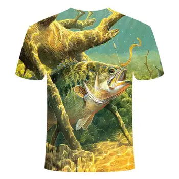Vasaros Vėliau kaip 2021 M. Žuvų Lauko T-Shirt Vyrams Cool 3D Spausdinimo Žvejybos Vyrai Trumpas Viršūnes Ocollar Atsitiktinis Vyrų Žvejybos T-shirt Poissons