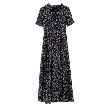 Vasarą Moterys Elegantiškas Gėlių Šifono Paplūdimio Maxi Suknelės 2021 Black Print 4XL Plius Dydis Derliaus Midi Suknelė Bodycon Šalies Vestidos