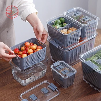 Virtuvės Saugojimo Dėžutė Šviežių Laikyti Dėžutėje Šaldytuve Vaisių, Daržovių Nutekėjimo Krepšelį Virtuvės Plastiko, Sandėliavimo Konteineriai Su Dangteliu