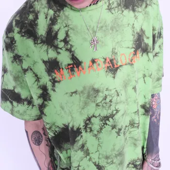Vyrai Streetwear Hip-Hop Kaklaraištis dažyti Grafiti Marškinėliai trumpomis Rankovėmis Harajuku Marškinėlius Negabaritinių Laisvi marškinėliai Medvilnės Priežastinis Viršūnes Tees
