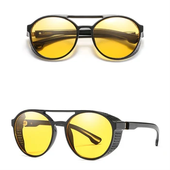 Vyriški akiniai nuo saulės plastikas + metalas apvalus rėmo akiniai UV400 mados ponios akiniai nuo saulės classic prekės ženklo vairavimo naktinio matymo akiniai