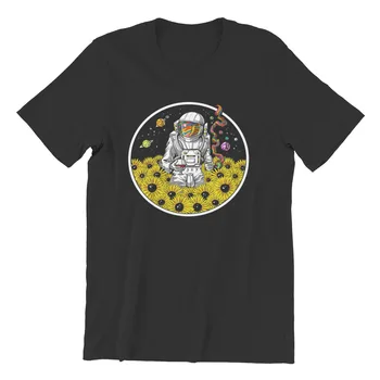 Vyriški marškinėliai Psichodelinio Saulėgrąžos Astronautas Juokinga Punk Kawaii Negabaritinių Rankovės Streetwear Tees 33348