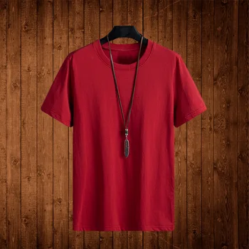 Vyriški trumpomis rankovėmis T-shirt plonas vasaros tendencija vientisos spalvos pusė rankovės CL5