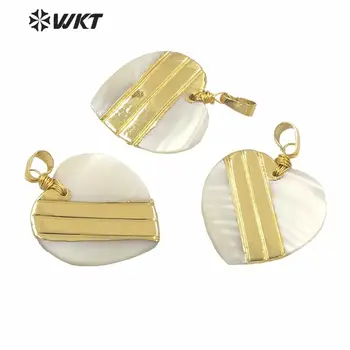 WT-JP228 Romantiško Širdies Formos Karoliai Pakabukas White Shell Pakabukas Su Aukso Metalo Sidabrą, Italija Dizaino Papuošalų Pakabukas