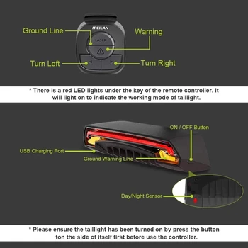 X5 Smart Auto Stabdžių Jutikliai, Šviesos Nuoma Belaidžio posūkių Žibintas Dviračių užpakalinis žibintas USB Dviračių Galinis Žibintas Dviračių Priedai Lazerio Šviesa
