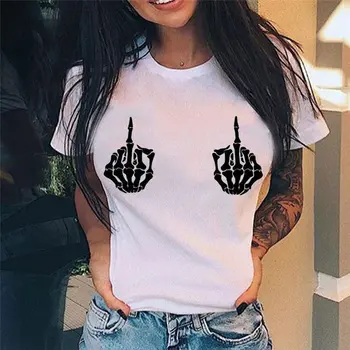 YQ23 Middle Finger Print T Shirt Moterims 