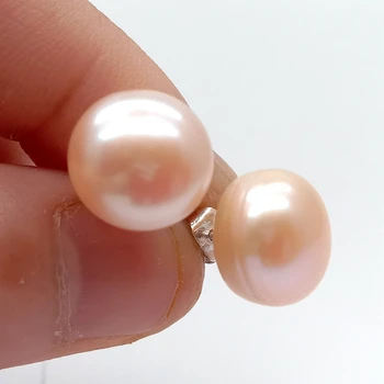 Y·YING 11mm Gėlavandenių Perlų Pusiau Apvalios AAA Klasės Įvairių Spalvų Stud Auskarai
