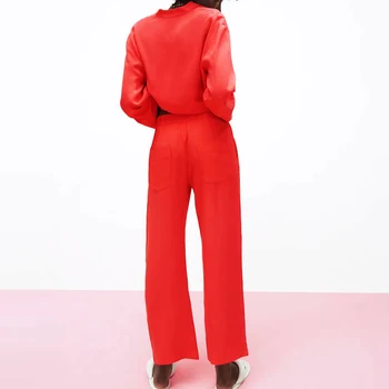 Za Moterų Kostiumas 2-piece kostiumai naujas mados paprasta prarasti atsitiktinis prašmatnus raudonas Moterų kostiumas & kelnės, kostiumai 2021 atsitiktinis chic gatvės moterys kostiumas