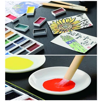 ZIG Kuretake Aukštos Kokybės 48 Spalvų Kieto Akvarelės Dažų Pigmentas Srityje Eskizo Piešimas Tapyba Meno Reikmenys