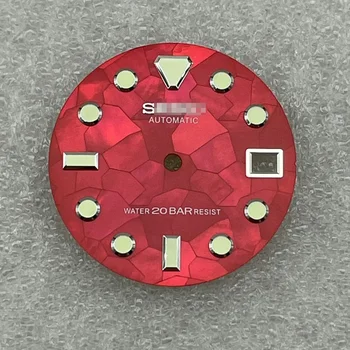 Žiūrėti Dalys 28,5 mm Raudonas Ratukas Žalios Šviesos Ženklai Data Langą Žiūrėti Dial Tinka NH35 Automatinis Judėjimas